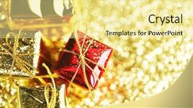  Presentation with abstract gold - Beautiful presentation featuring gifts on abstract gold background backdrop and a blonde colored foreground