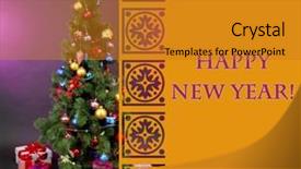  Presentation with christmas tree - Theme with gifts on dark color background background and a  colored foreground