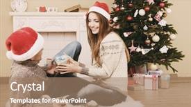  Presentation with home based wound care - PPT theme enhanced with gifts sitting on carpet background and a coral colored foreground