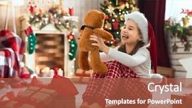  Presentation with happy holidays - PPT theme having gifts spirit - happy holidays cute little child background and a red colored foreground