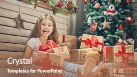  Presentation with happy holidays - PPT layouts enhanced with gifts spirit - happy holidays cute little child background and a coral colored foreground