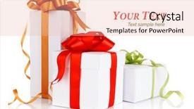  Presentation with coloured - PPT theme having gifts with coloured bow isolated on white background background and a coral colored foreground
