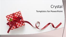  Presentation with christmas holly - Colorful slide deck enhanced with giftwrap - christmas present wrapped with polka backdrop and a white colored foreground