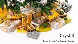  Presentation with gold design - Cool new presentation with giftwrap - christmas tree with gifts isolated backdrop and a white colored foreground