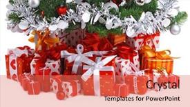  Presentation with christmas red - Slide deck featuring giftwrap - red gift boxes under decorated background and a coral colored foreground