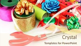  Presentation with old paper rolls - Audience pleasing presentation theme consisting of giftwrap - rolls of christmas wrapping paper backdrop and a  colored foreground