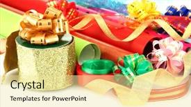  Presentation with old paper pen rolls - Beautiful presentation design featuring giftwrap - rolls of christmas wrapping paper backdrop and a  colored foreground