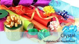  Presentation with old paper rolls - Beautiful PPT theme featuring giftwrap - rolls of christmas wrapping paper backdrop and a  colored foreground