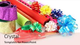  Presentation with old paper pen rolls - Cool new theme with giftwrap - rolls of christmas wrapping paper backdrop and a coral colored foreground