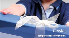  Presentation with multiracial team of young doctors stacking hands - Audience pleasing theme consisting of giftwrap - young toddler boy handing backdrop and a ocean colored foreground