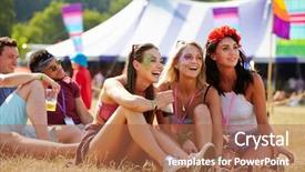  Presentation with music festival classic film - Cool new presentation with gig at a music festival backdrop and a red colored foreground