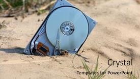  Presentation with computer vision abstract digital eye - PPT theme featuring abstract broken computer hard drive background and a coral colored foreground