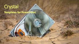  Presentation with computer vision abstract digital eye - Slide deck enhanced with abstract broken computer hard drive background and a tawny brown colored foreground