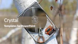  Presentation with abstract - Beautiful PPT layouts featuring abstract broken computer hard drive backdrop and a coral colored foreground