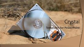 Presentation with hard disk drive - PPT theme enhanced with bit byte - broken hard drive with removed background and a coral colored foreground