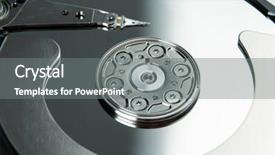  Presentation with hard disk drive - Colorful slides enhanced with open computer hard disk backdrop and a gray colored foreground