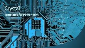  Presentation with green matrix computer generated - Slides consisting of image of blue computer circuitboard background and a ocean colored foreground