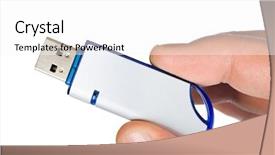  Presentation with flash - Presentation having gigabyte - flash drive in hand isolated background and a white colored foreground
