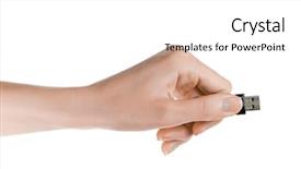  Presentation with lgbt diversity rainbow flag isolated - Theme having flash drive in woman hand background and a white colored foreground