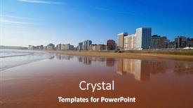  Presentation with beach - Slide deck having gijon-playa-san-lorenzo-beach background and a tawny brown colored foreground