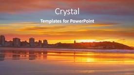  Presentation with sunset beach - Audience pleasing theme consisting of gijon-skyline-sunset-in-san backdrop and a red colored foreground