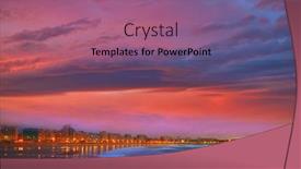  Presentation with sunset beach - PPT theme consisting of gijon-skyline-sunset-in-san background and a coral colored foreground