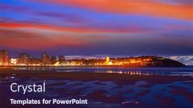  Presentation with sunset beach - Amazing slide set having gijon-skyline-sunset-in-san backdrop and a wine colored foreground