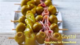  Presentation with tapas - Presentation theme having gilda-pinchos-with-olives background and a tawny brown colored foreground