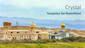  Presentation with baptism - PPT layouts featuring gilded-dome-of-the-church background and a cool aqua colored foreground