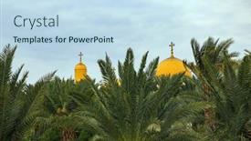  Presentation with monastery - Slide set with gilded-domes-of-the-monastery background and a sky blue colored foreground