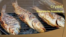  Presentation with grill - Slide set featuring gilt-head-bream-fish-fried background and a coral colored foreground