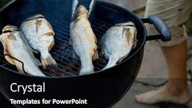  Presentation with grill - Amazing slide set having gilt-head-bream-fish-fried backdrop and a black colored foreground