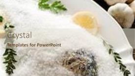  Presentation with salt - Slides with gilthead-baked-under-salt background and a lemonade colored foreground