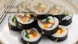  Presentation with korean food - Presentation featuring gimbap-is-a-korean-food background and a coral colored foreground