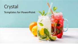  Presentation with cocktail - PPT layouts with gin - fresh cocktail drinks background and a light blue colored foreground