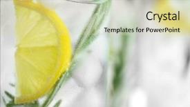  Presentation with lemon - PPT theme consisting of gin - glass of cocktail with ice background and a soft green colored foreground