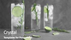  Presentation with cocktail - Beautiful PPT theme featuring gin - glasses of cocktail with ice backdrop and a gray colored foreground
