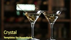  Presentation with glasses - Presentation design having gin - glasses of cocktails on bar background and a wine colored foreground
