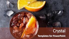  Presentation with cocktail - Cool new PPT theme with gin - negroni cocktail on dark stone backdrop and a tawny brown colored foreground