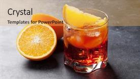  Presentation with cocktail - PPT theme with gin - negroni cocktail on dark stone background and a yellow colored foreground