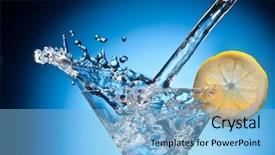  Presentation with splash - Cool new PPT theme with gin - splash from pouring martini backdrop and a light blue colored foreground