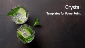  Presentation with cocktail - Colorful theme enhanced with gin - two mojito cocktail glasses backdrop and a dark gray colored foreground