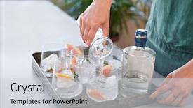  Presentation with alcoholic - Beautiful theme featuring gin - woman pouring tonic soda water backdrop and a light gray colored foreground