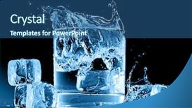  Presentation with water splash on black - Slides with blue gold - close up view background and a ocean colored foreground