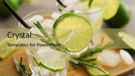  Presentation with lime - Slide deck enhanced with cold fresh cocktails with lime on cutting board background and a yellow colored foreground
