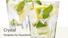  Presentation with cold drink - Slides enhanced with drink gin - cold fresh lemonade isolated background and a soft green colored foreground