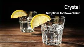  Presentation with vodka - Cool new slides with glasses of vodka with lemon and ice on dark background backdrop and a black colored foreground