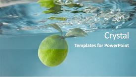  Presentation with under water - Presentation theme with green lime under water with a trail of transparent bubbles background and a light blue colored foreground