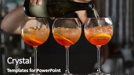  Presentation with cocktail bar - Presentation theme enhanced with woman hands making cocktail on bar counter background and a dark gray colored foreground