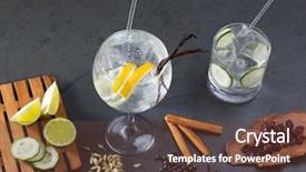  Presentation with vanilla - Slide set with gin tonic cocktail with lima background and a tawny brown colored foreground